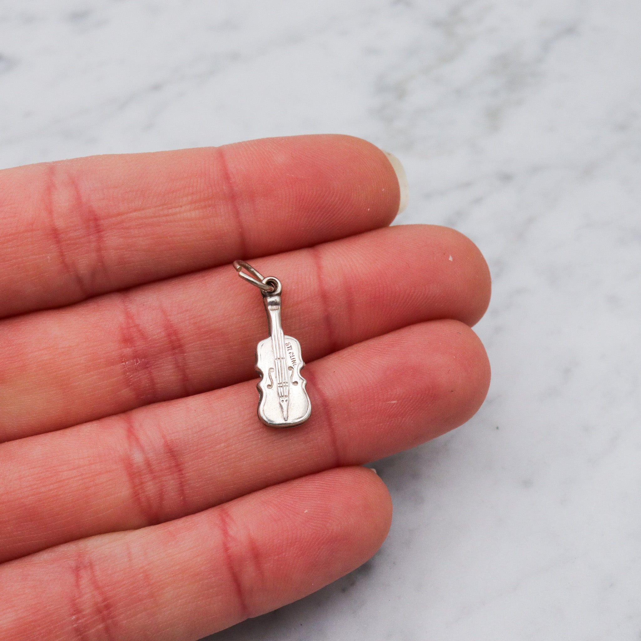 Vintage sterling silver cello charm pendant